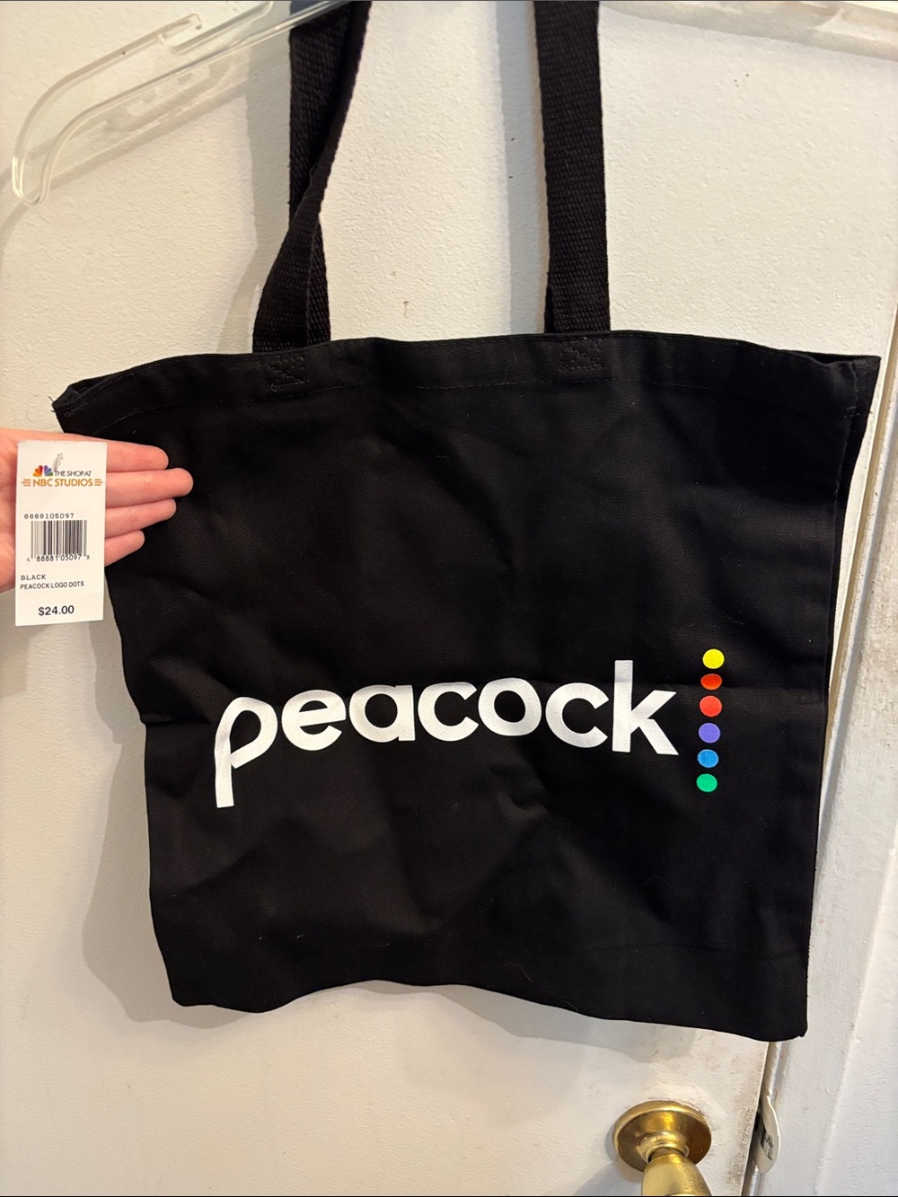 Peacock Black Logo Tote Bag